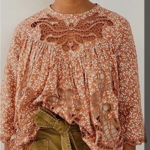 Anthropologie Blue Tassel Marcie Lace Blouse